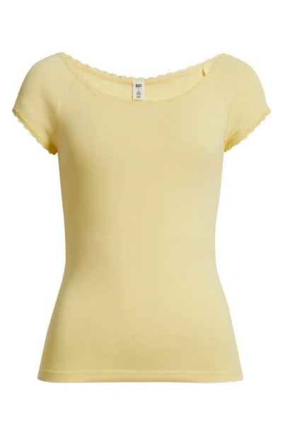 Bp. Lace Trim Cotton T-shirt In Yellow