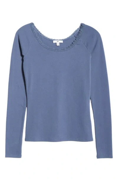 Bp. Lace Trim Long Sleeve Top In Multi