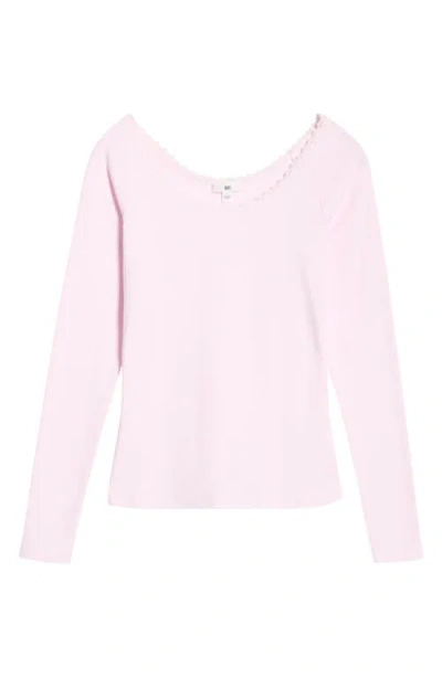 Bp. Lace Trim Long Sleeve Top In Pink