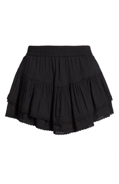 Bp. Lace Trim Ruffle Skort In Black