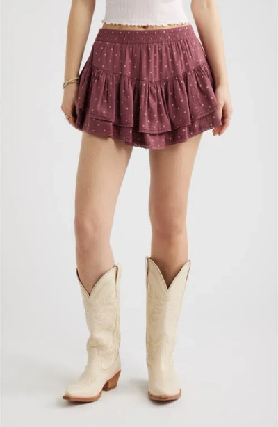 Bp. Lace Trim Ruffle Skort In Brown