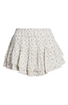 Bp. Lace Trim Ruffle Skort In Ivory- Pink Sprig Ditsy