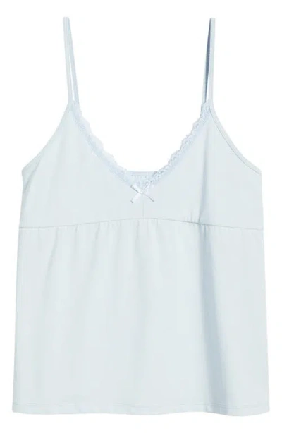 Bp. Lace Trim Stretch Cotton Camisole In Blue