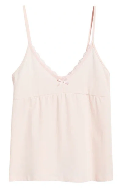 Bp. Lace Trim Stretch Cotton Camisole In Brown