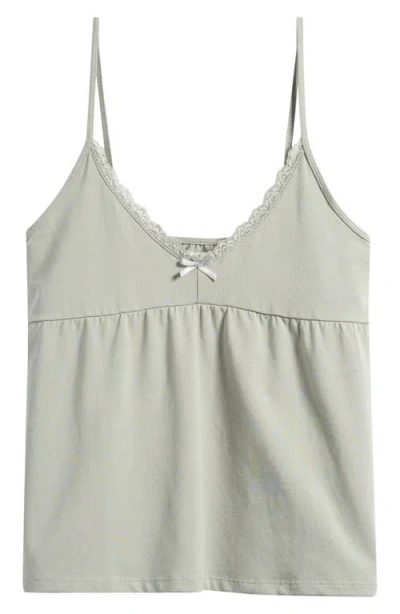 Bp. Lace Trim Stretch Cotton Camisole In Green