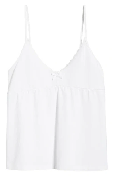 Bp. Lace Trim Stretch Cotton Camisole In White