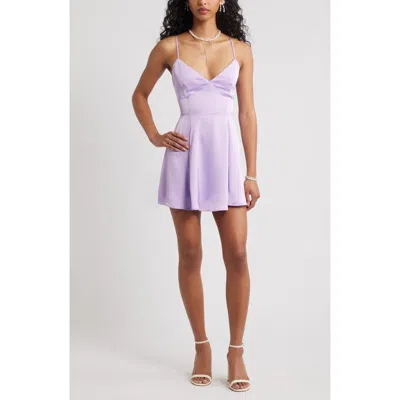 Bp. Lace-up Satin Minidress In Purple
