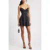 Bp. Lace-up Satin Minidress In Black