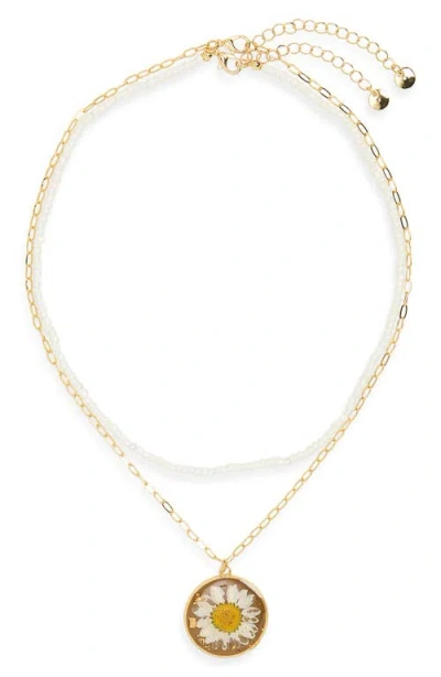 Bp. Layered Floral Pendant Necklace In Gold