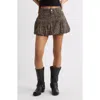 Bp. Leopard Print Denim Bubble Miniskirt In Leopard
