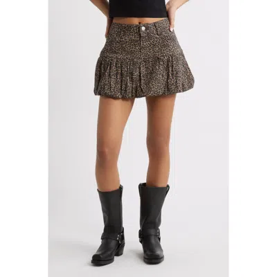 Bp. Leopard Print Denim Bubble Miniskirt