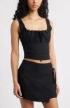 Bp. Linen Blend Corset Top In Black