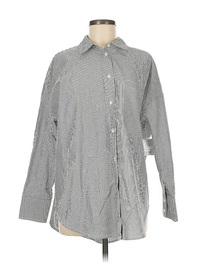 Pre-owned Bp. Long Sleeve Button Down Shirt In Gray