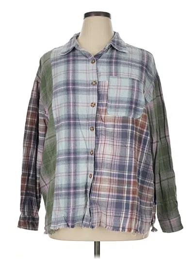 Pre-owned Bp. Long Sleeve Button Down Shirt In Green