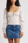 Bp. Long Sleeve Corset Cotton Crop Top In White
