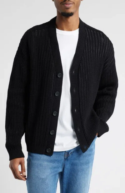 Bp. Long Sleeve Cotton Cardigan In Black