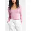 Bp. Long Sleeve Square Neck T-shirt In Pink