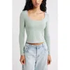 Bp. Long Sleeve Square Neck T-shirt In Green