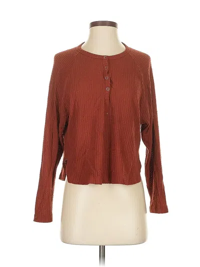 Pre-owned Bp. Long Sleeve Top Brown Crew Neck Tops
