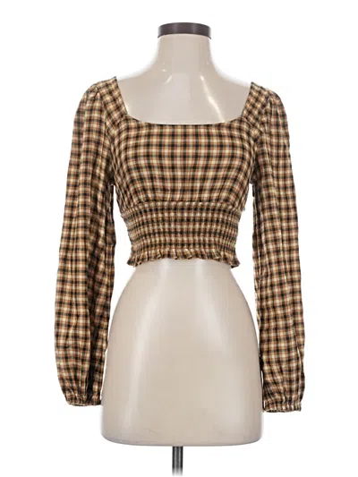 Pre-owned Bp. Long Sleeve Top Brown Square Neckline Tops