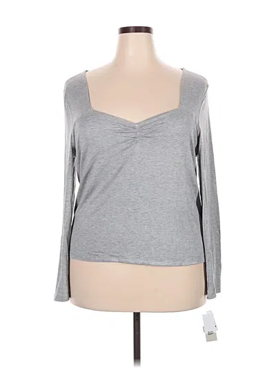 Bp. Long Sleeve Top Gray Sweetheart Neckline Tops In Multi