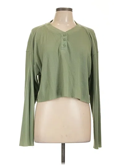 Pre-owned Bp. Long Sleeve Top Green Keyhole Neckline Tops