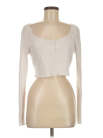 Pre-owned Bp. Long Sleeve Top Ivory Sweetheart Neckline Tops In White