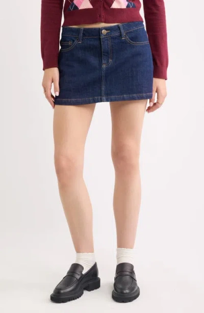 Bp. Low Rise Denim Miniskirt In Blue