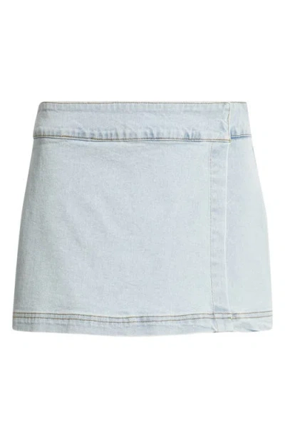 Bp. Low Rise Wrap Denim Skirt In Blue