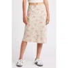 Bp. Midrise Floral Midi Skirt In Beige Pumice Laced Blooms
