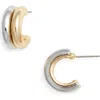 Bp. Mixed Metal Double Wide Hoop Earrings