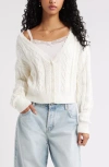 Bp. Mixed Stitch Cardigan In White