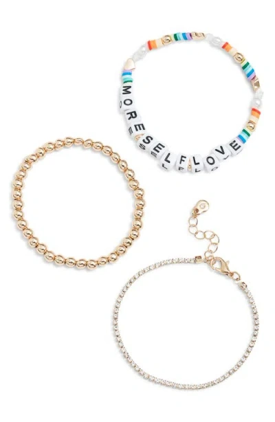 Bp. More Self Love Set Of 3 Bracelets In Gold Multi