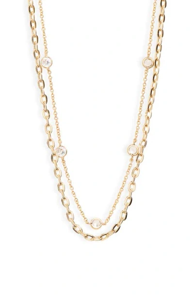 Bp. Multistrand Crystal Link Necklace In Gold