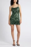 Bp. Night Out Sequin Camisole Dress In Green Black Sequins