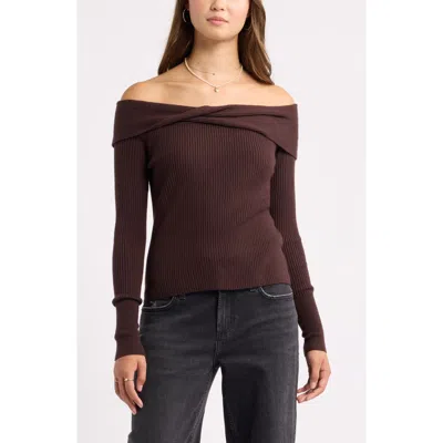 Bp. Off The Shoulder Cozy Sweater In Brown