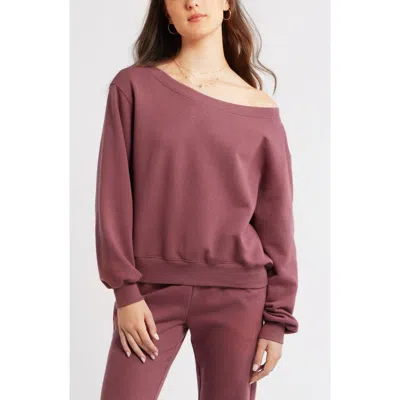 Bp. Off The Shoulder Fleece Sweatshirt In Pink