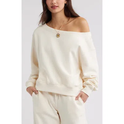 Bp. Off The Shoulder Fleece Sweatshirt In White