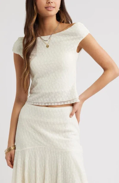 Bp. Off The Shoulder Lace Knit Top In White