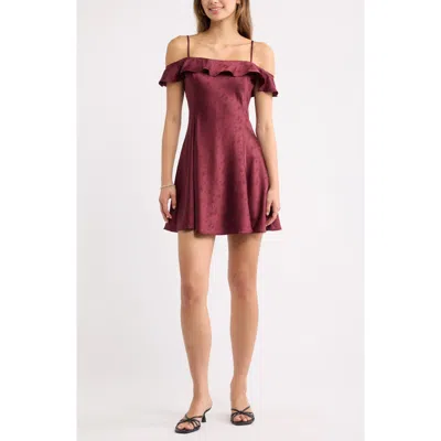 Bp. Off The Shoulder Satin Minidress In Burgundy