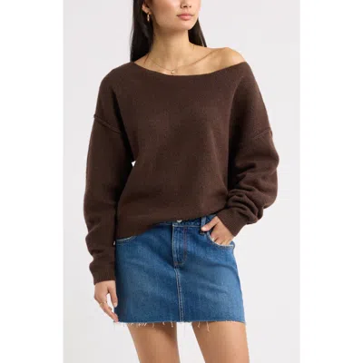 Bp. Off The Shoulder Sweater In Brown