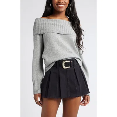 Bp. Off The Shoulder Sweater In Grey Heather