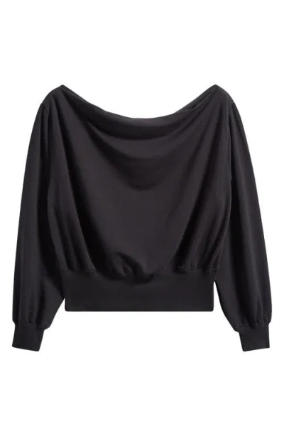 Bp. Off The Shoulder Fleece Sweatshirt In Black