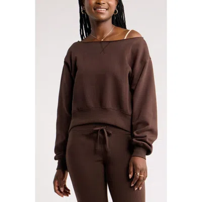 Bp. Off The Shoulder Sweatshirt In Brown