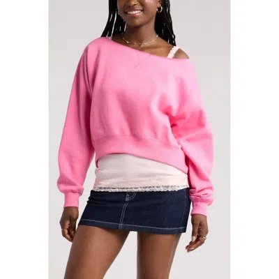 Bp. Off The Shoulder Sweatshirt In Pink