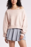 Bp. Off The Shoulder Sweatshirt In Pink Sepia