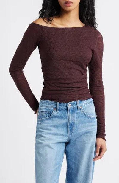Bp. One-shoulder Lace Top In Burgundy