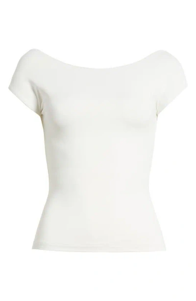 Bp. Open Back Cap Sleeve Top In White Blanc
