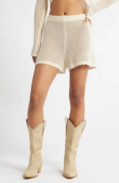 Bp. Open Stitch Cotton Blend Shorts In Ivory