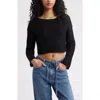 Bp. Open Stitch Crop Sweater In Black